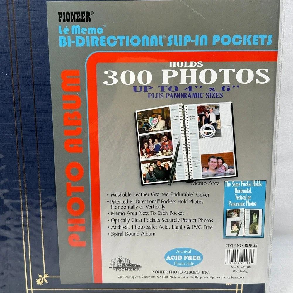 Vintage Photo Album 300 Pictures 4x6 Pioneer Le Memo Spiral Leather Pockets Blue